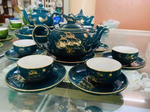 bo am chen bat trang men xanh mallard canh buom